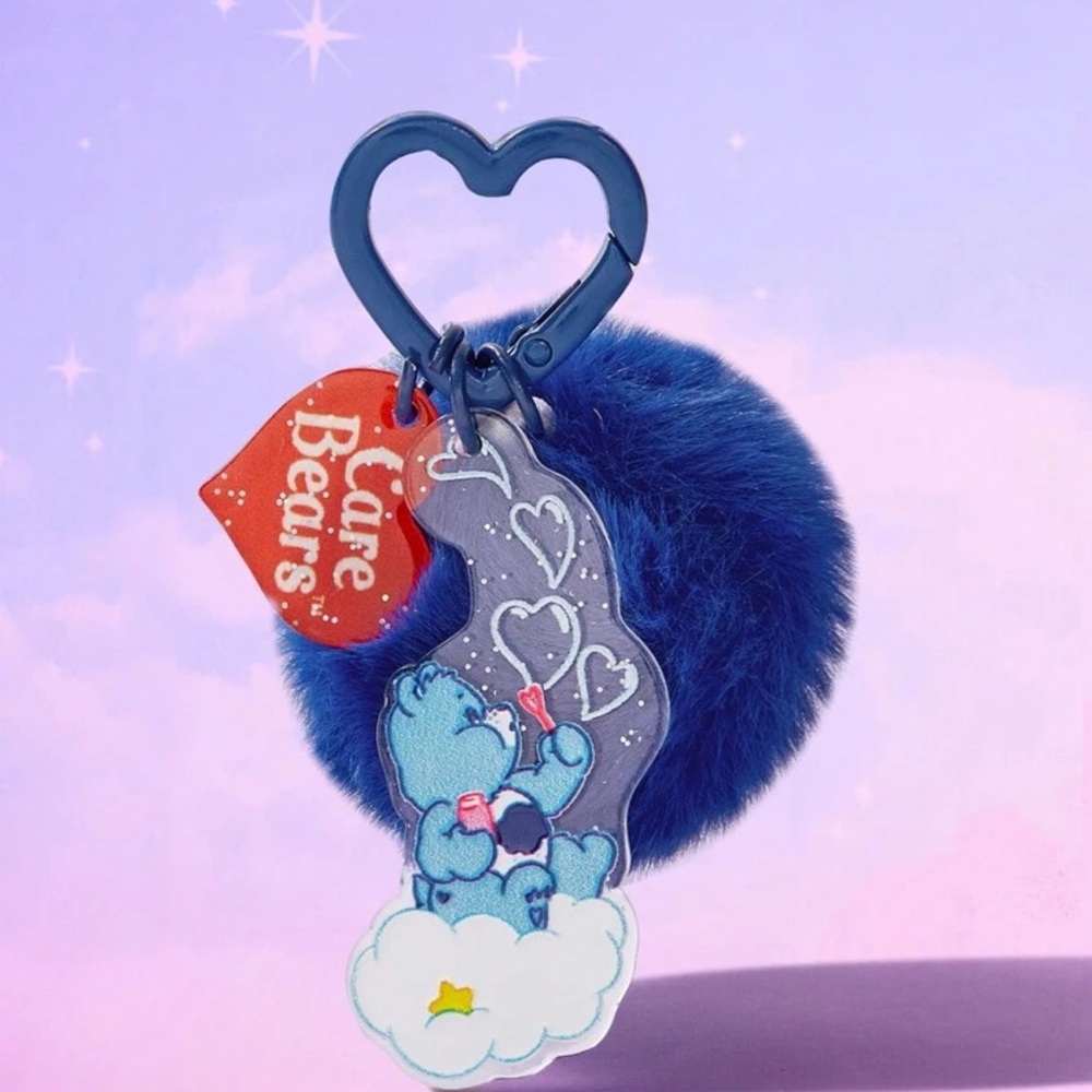 Care Bears 1pc Women Cartoon Bear & Pom Pom Charm Keychain,